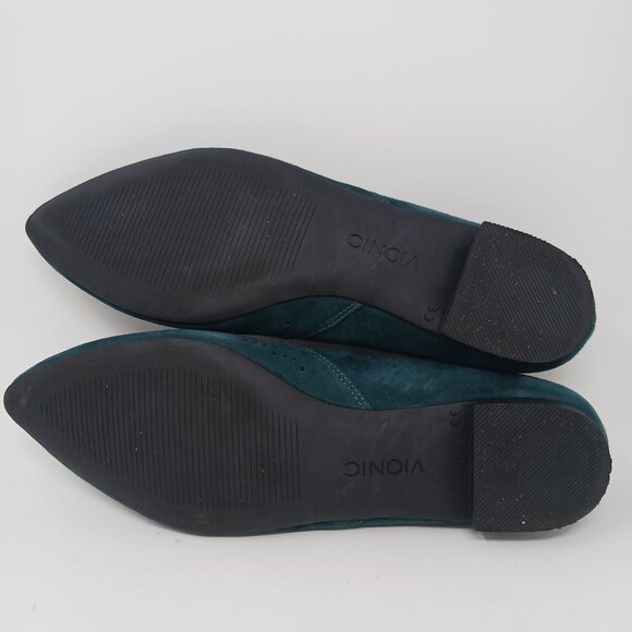 Vionic POSEY Suede Perforated Pointed Toe Flats Size 8 Turquoise Teal - Picture 11 of 12